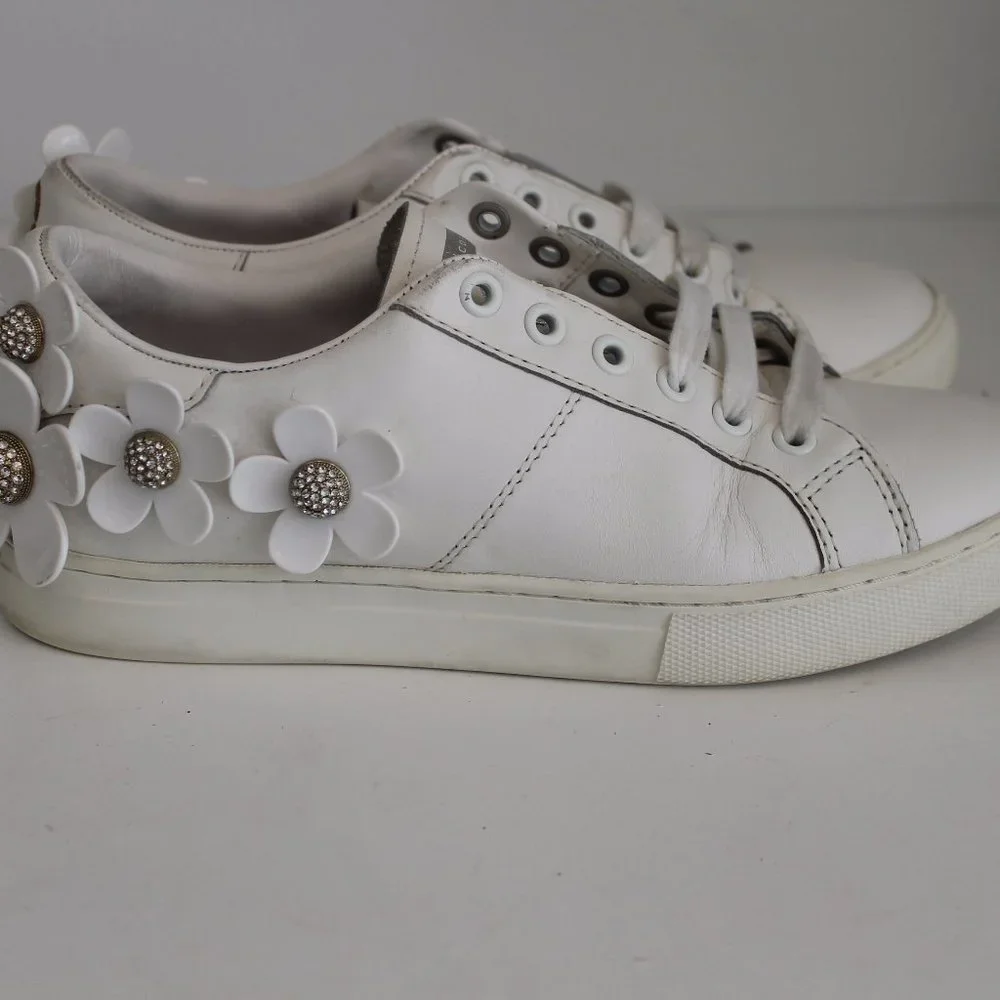 Marc Jacobs Women's Slip On White Leather Embellished Daisy Sneakers Sz 37 7